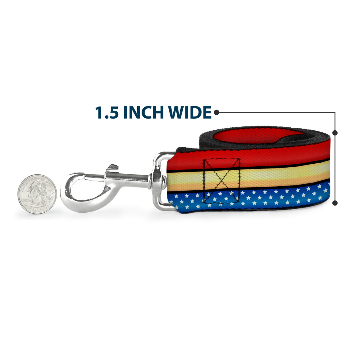 Dog Leash - Wonder Woman Stripe/Stars Red/Gold/Blue/White Dog Leashes DC Comics