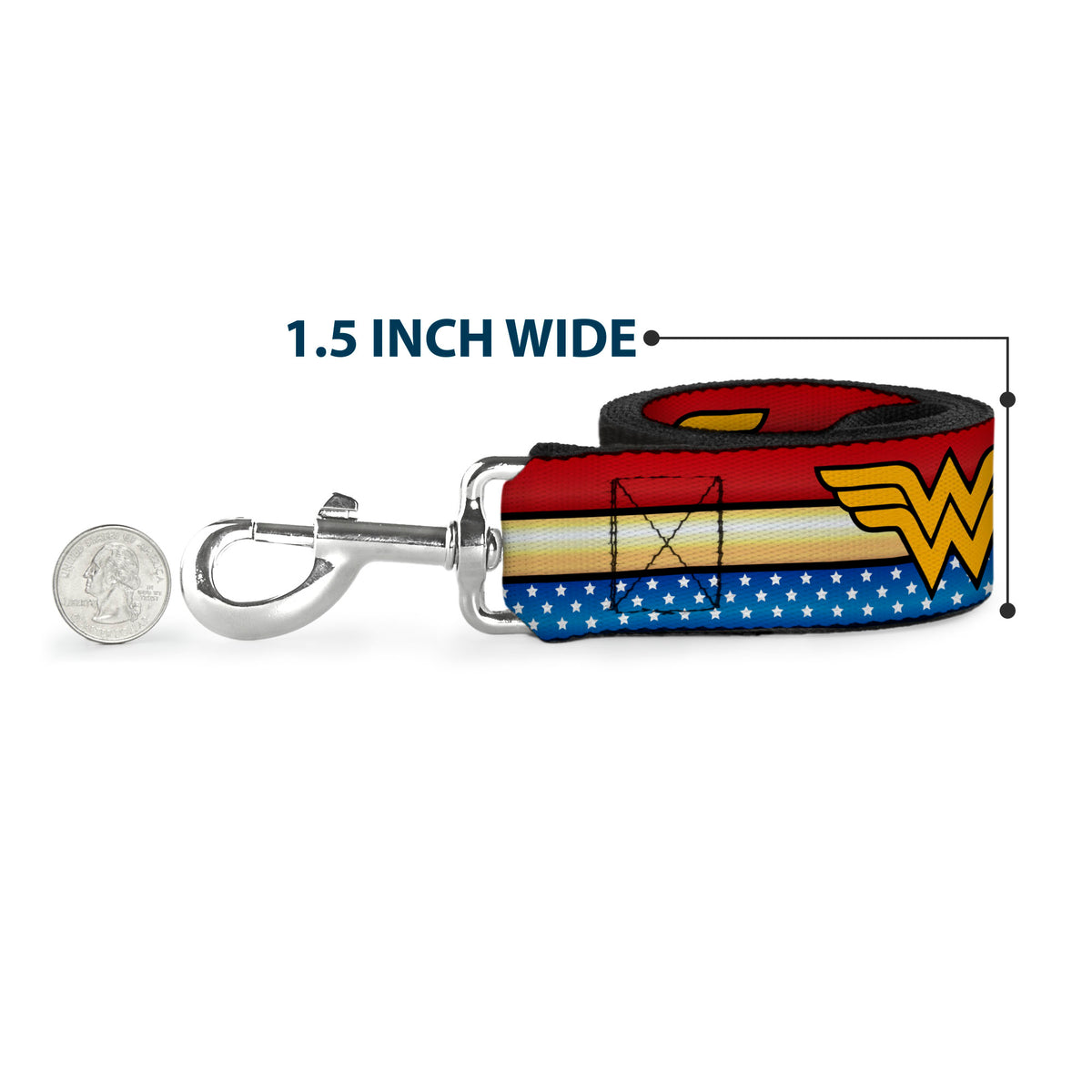 Dog Leash - Wonder Woman Logo Stripe/Stars Red/Gold/Blue/White Dog Leashes DC Comics