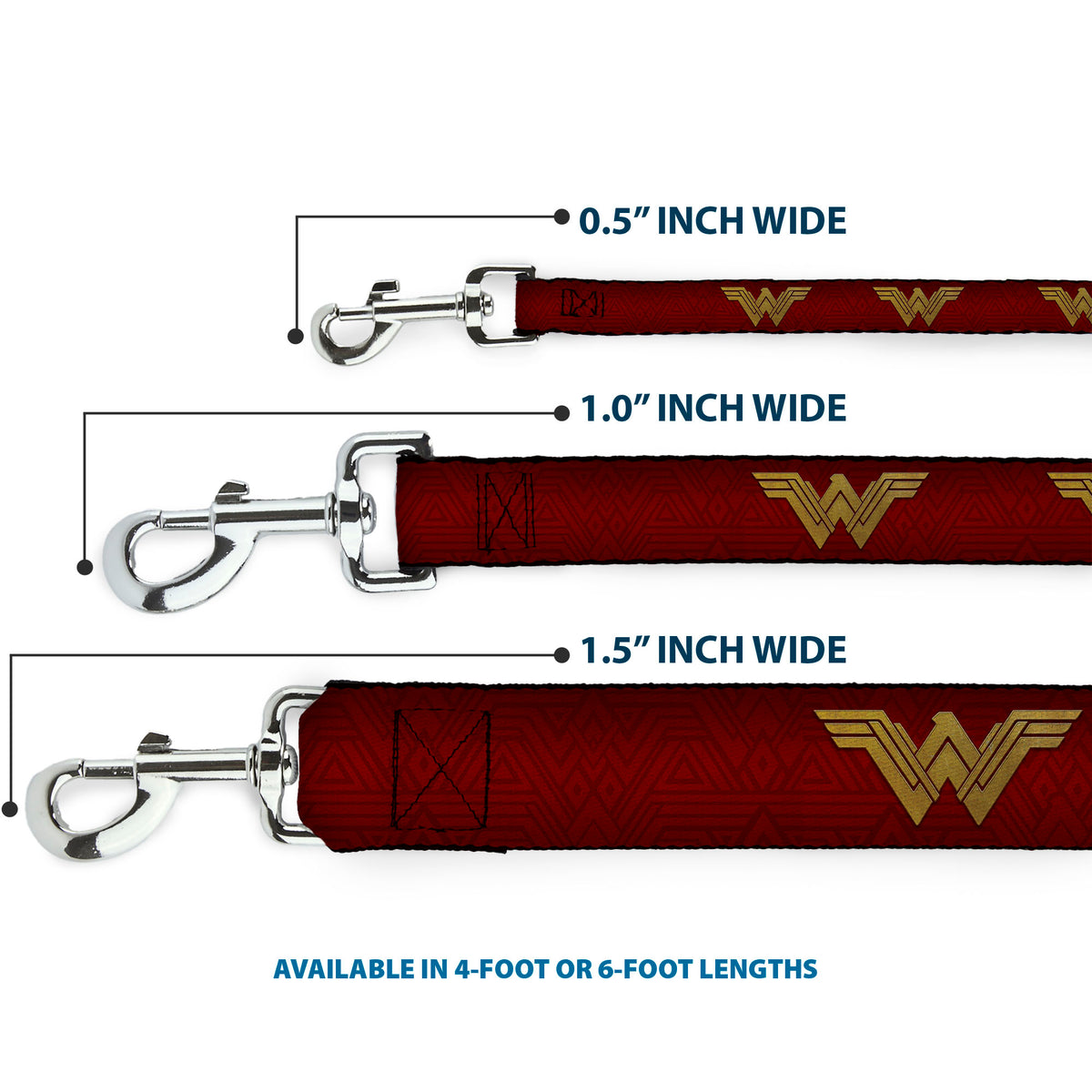 Dog Leash - Wonder Woman 2017 Icon Reds/Golds Dog Leashes DC Comics