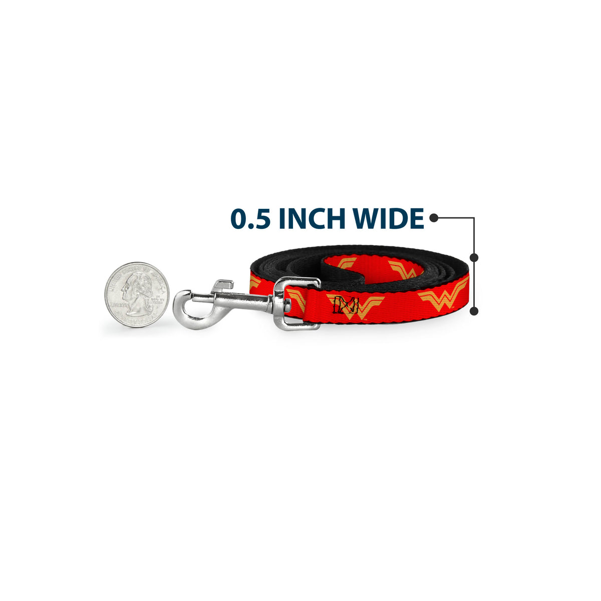 Dog Leash - DC League of Super-Pets Wonder Woman Logo Red/Yellow Dog Leashes DC Comics