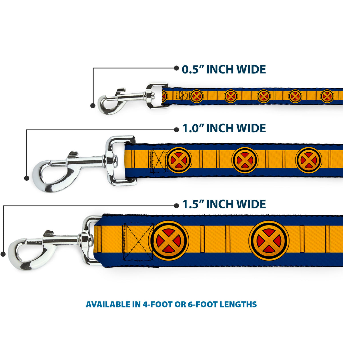 Dog Leash - X-Men Cyclops Utility Strap Blue/Gold/Black/Red Dog Leashes Marvel Comics