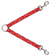 Dog Leash Splitter - Holiday Christmas Stocking and Star Red/White Dog Leash Splitters Buckle-Down