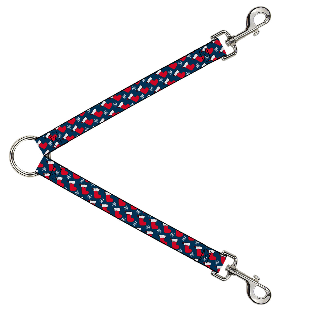 Dog Leash Splitter - Holiday Christmas Stocking and Snowflake Blue/WhiteRed Dog Leash Splitters Buckle-Down