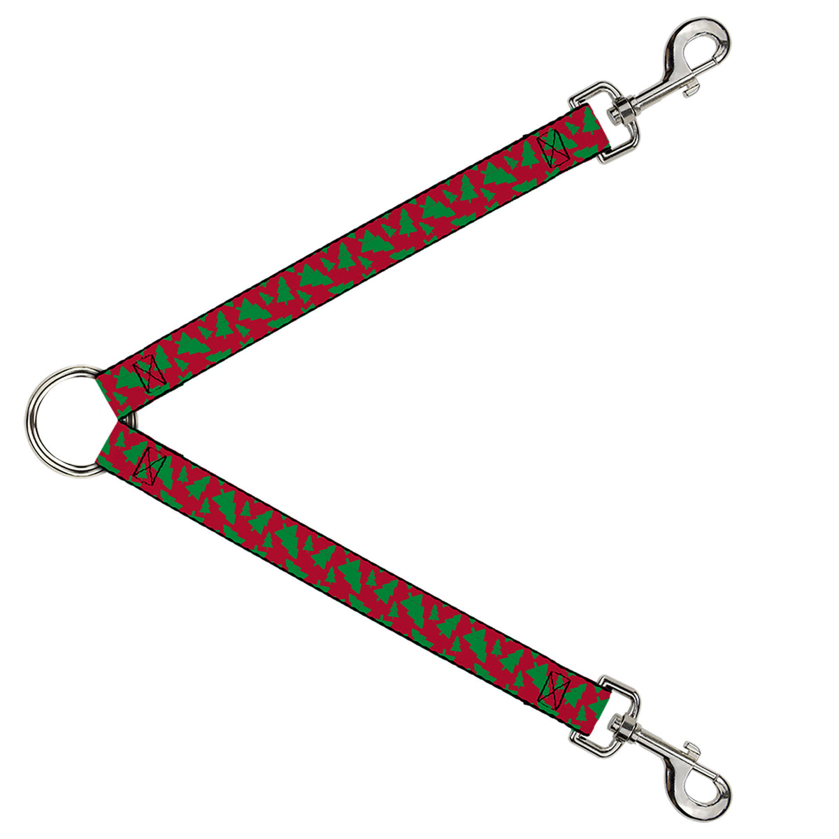 Dog Leash Splitter - Holiday Cookie Cutter Christmas Tree Scattered Red/Green Dog Leash Splitters Buckle-Down