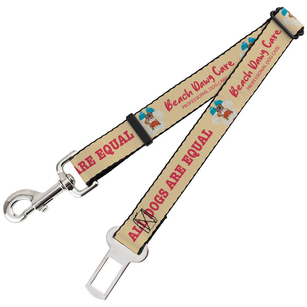 Dog Safety Seatbelt for Cars - BEACH DAWG CARE ALL DOGS ARE EQUAL Cream/Pink Dog Safety Seatbelts for Cars Buckle-Down   