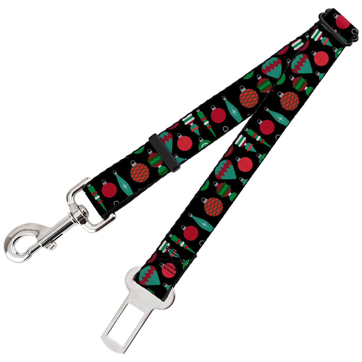 Dog Safety Seatbelt for Cars - Christmas Holiday Finial Bauble Ornaments Black/Reds/Greens Dog Safety Seatbelts for Cars Buckle-Down