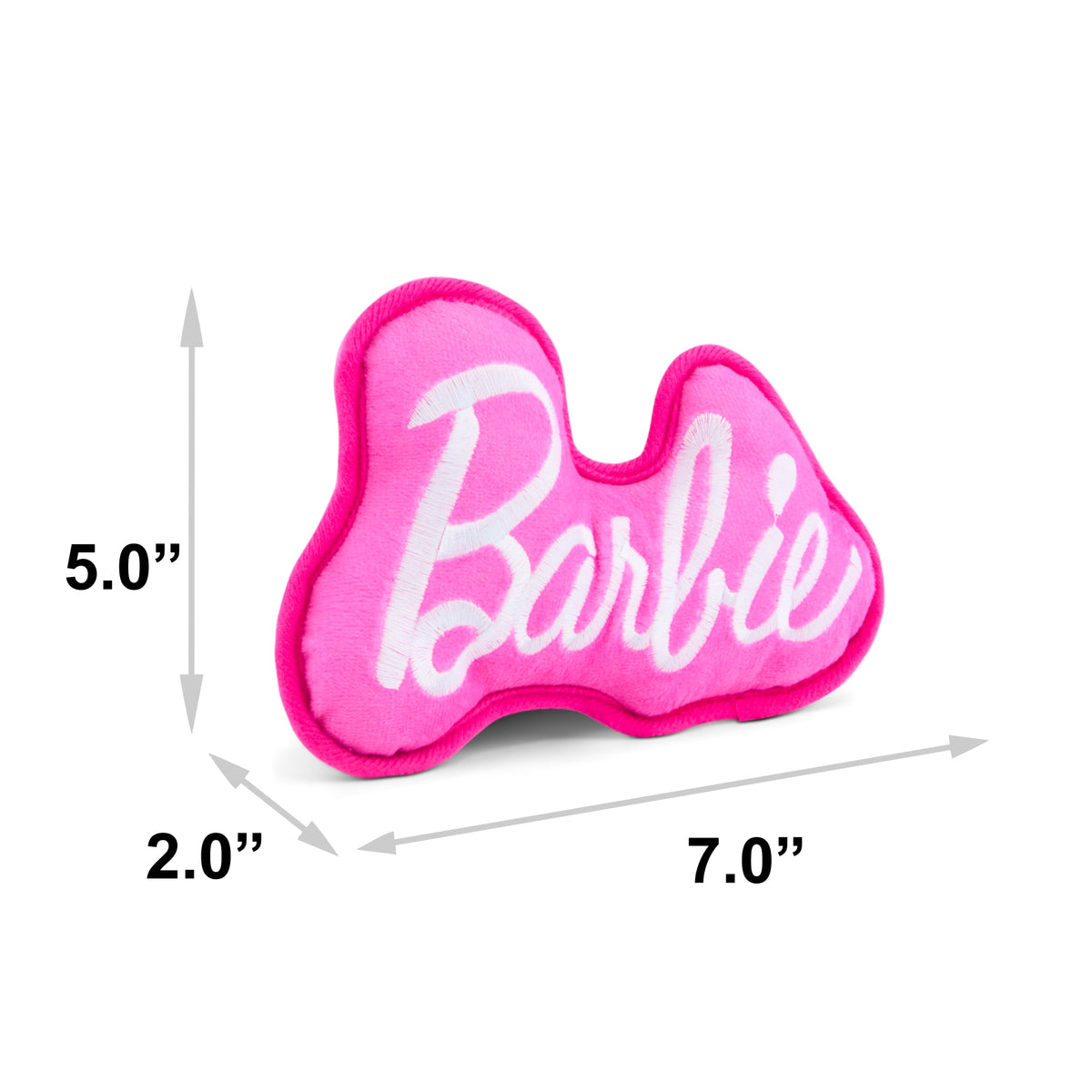 Dog Toy Squeaker Plush - Barbie Autograph Script Pink/White Dog Toy Squeaky Plush Barbie