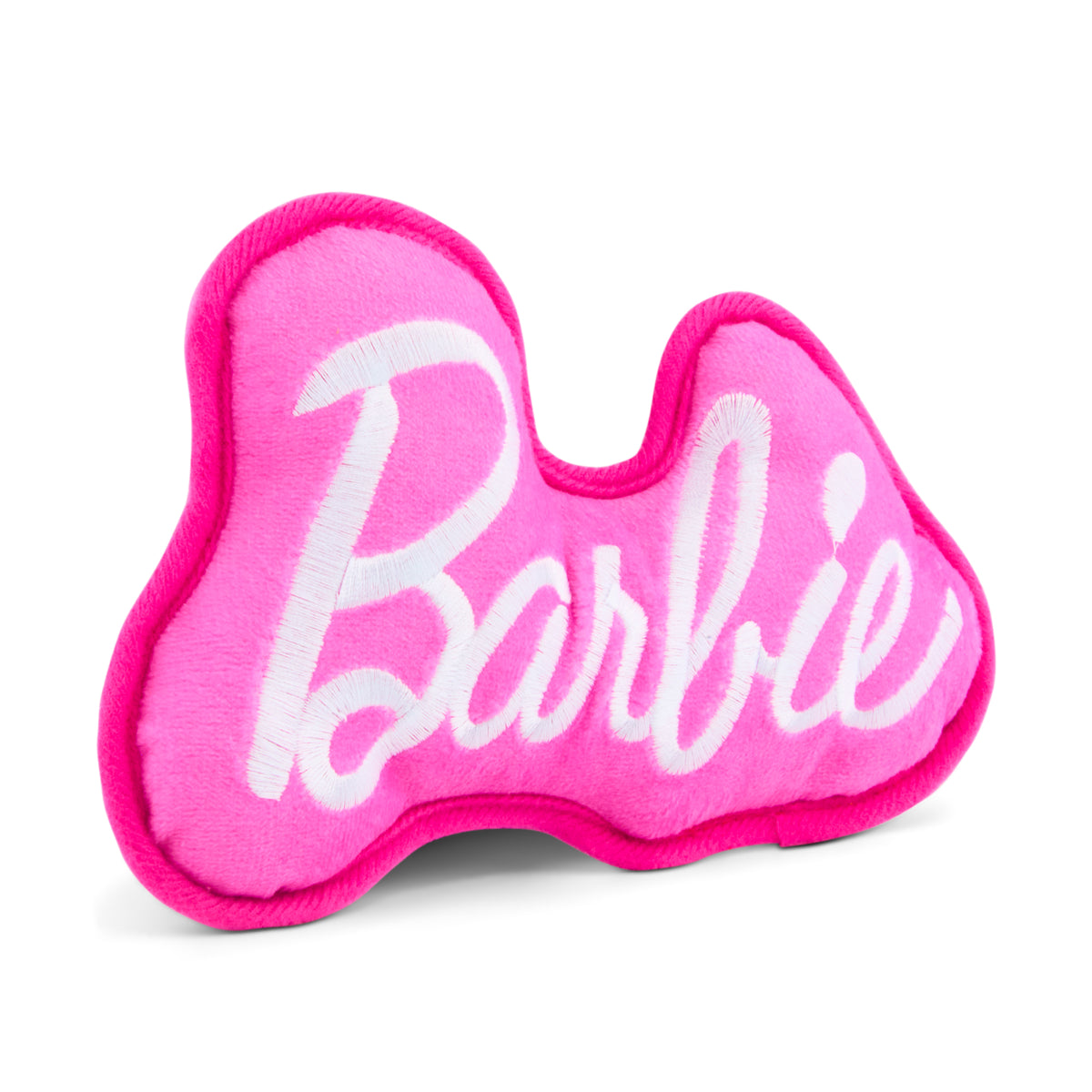Dog Toy Squeaker Plush - Barbie Autograph Script Pink/White Dog Toy Squeaky Plush Barbie