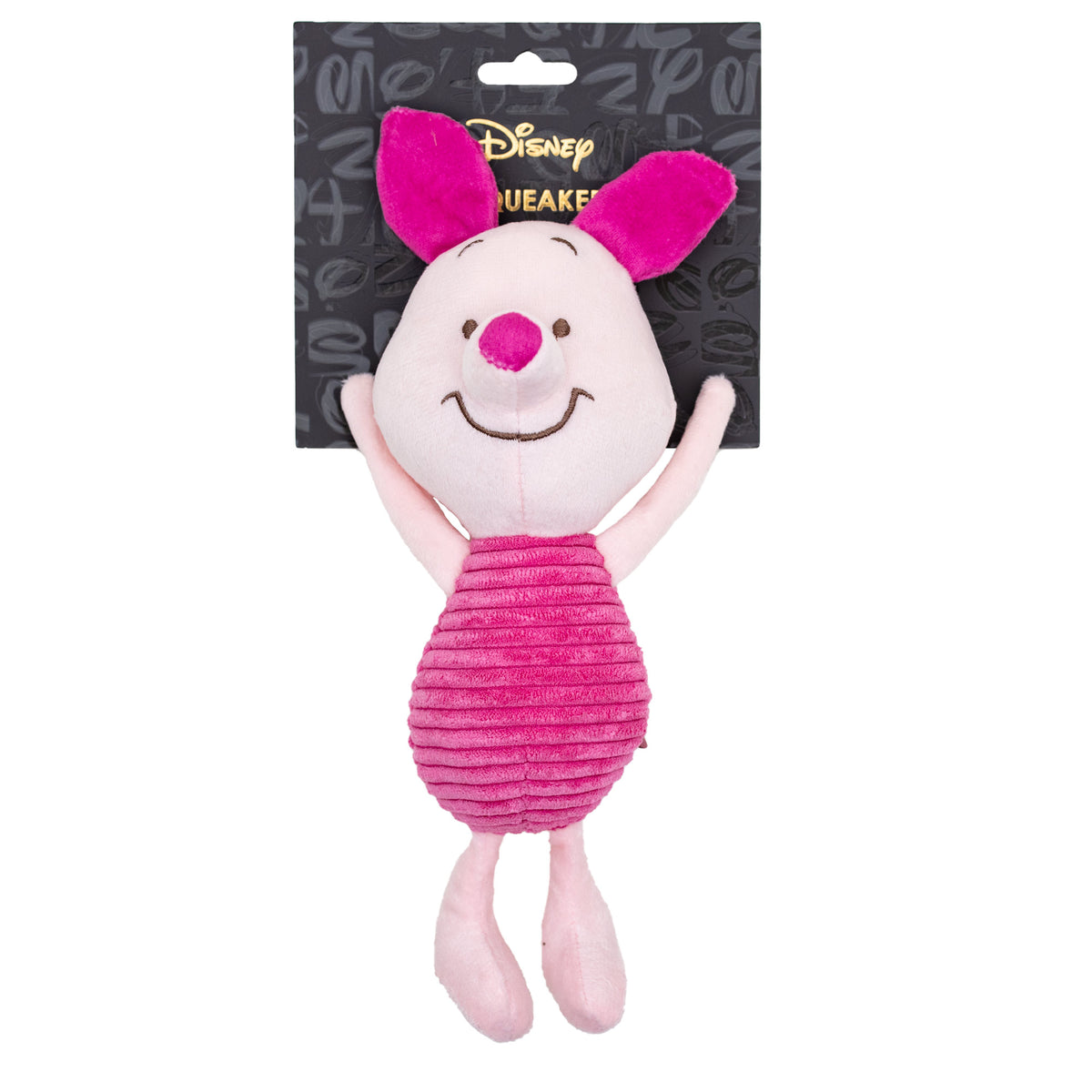 Dog Toy Squeaker Plush - Winnie the Pooh Piglet Arms Up Sitting Pose Dog Toy Squeaky Plush Disney