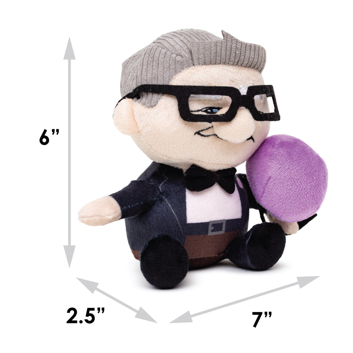 Dog Toy Squeaker Plush - Up Carl with Balloon Sitting Pose Dog Toy Squeaky Plush Disney