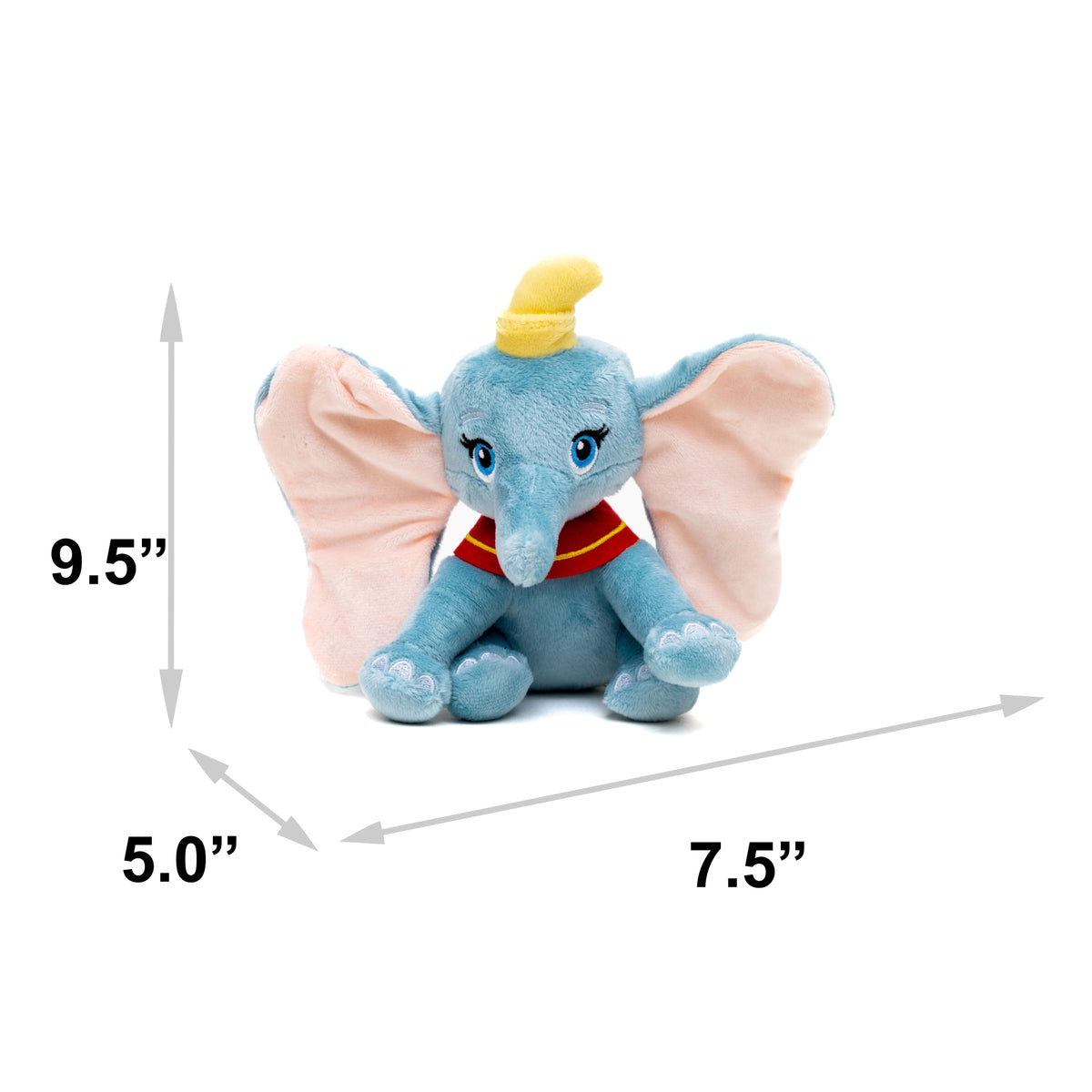 Dog Toy Squeaker Plush - Dumbo Full Body Sitting Pose Gray Dog Toy Squeaky Plush Disney