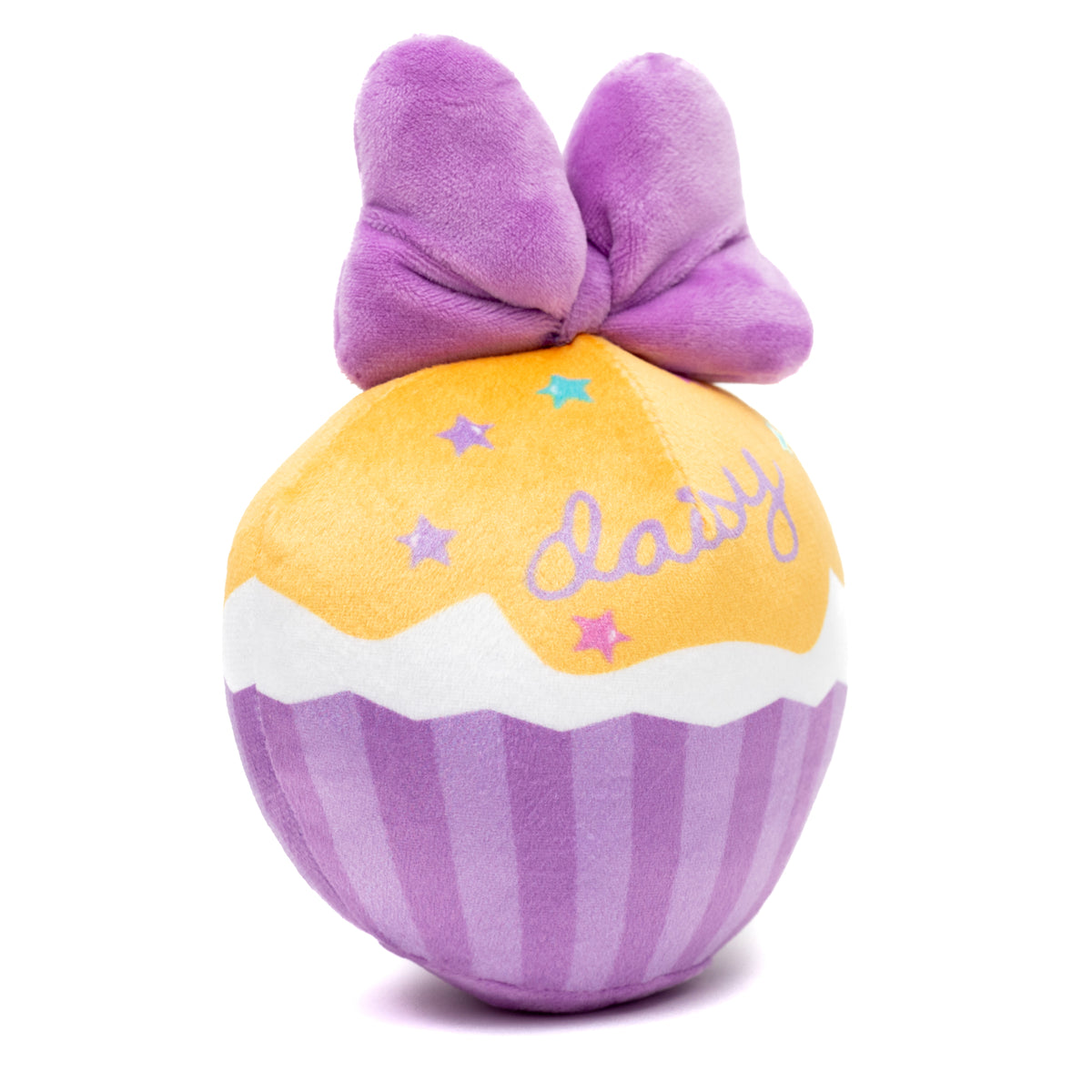 Dog Toy Squeaker Plush - Daisy Duck Script Cupcake with Pink Bow Dog Toy Squeaky Plush Disney