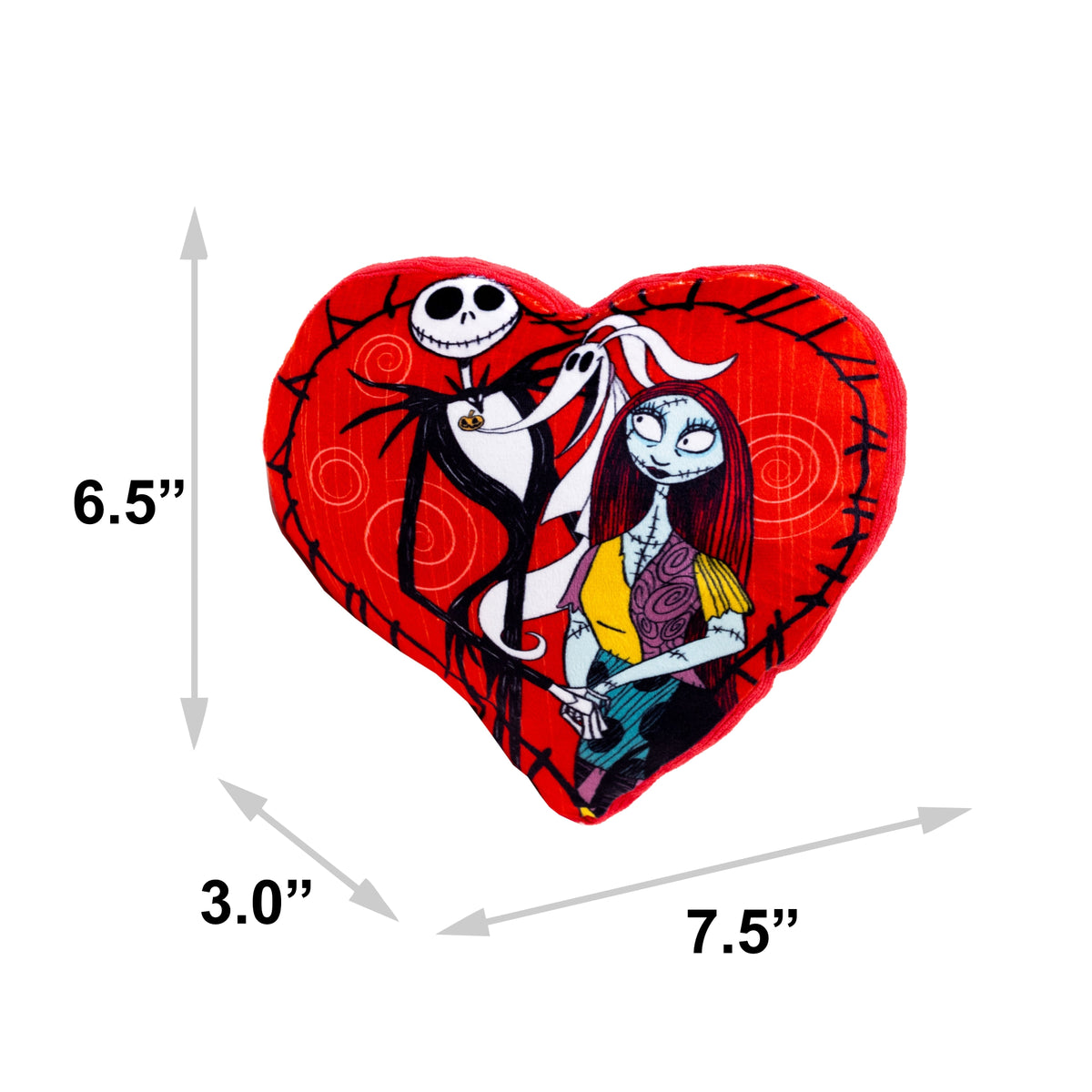 Dog Toy Squeaker Plush - The Nightmare Before Christmas Jack and Sally Heart Pose Dog Toy Squeaky Plush Disney