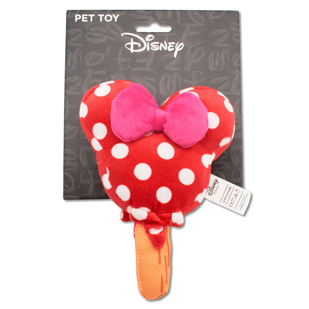 Dog Toy Squeaker Plush - Minnie Mouse Ice Cream with Ears and Bow Red Dog Toy Squeaky Plush Disney
