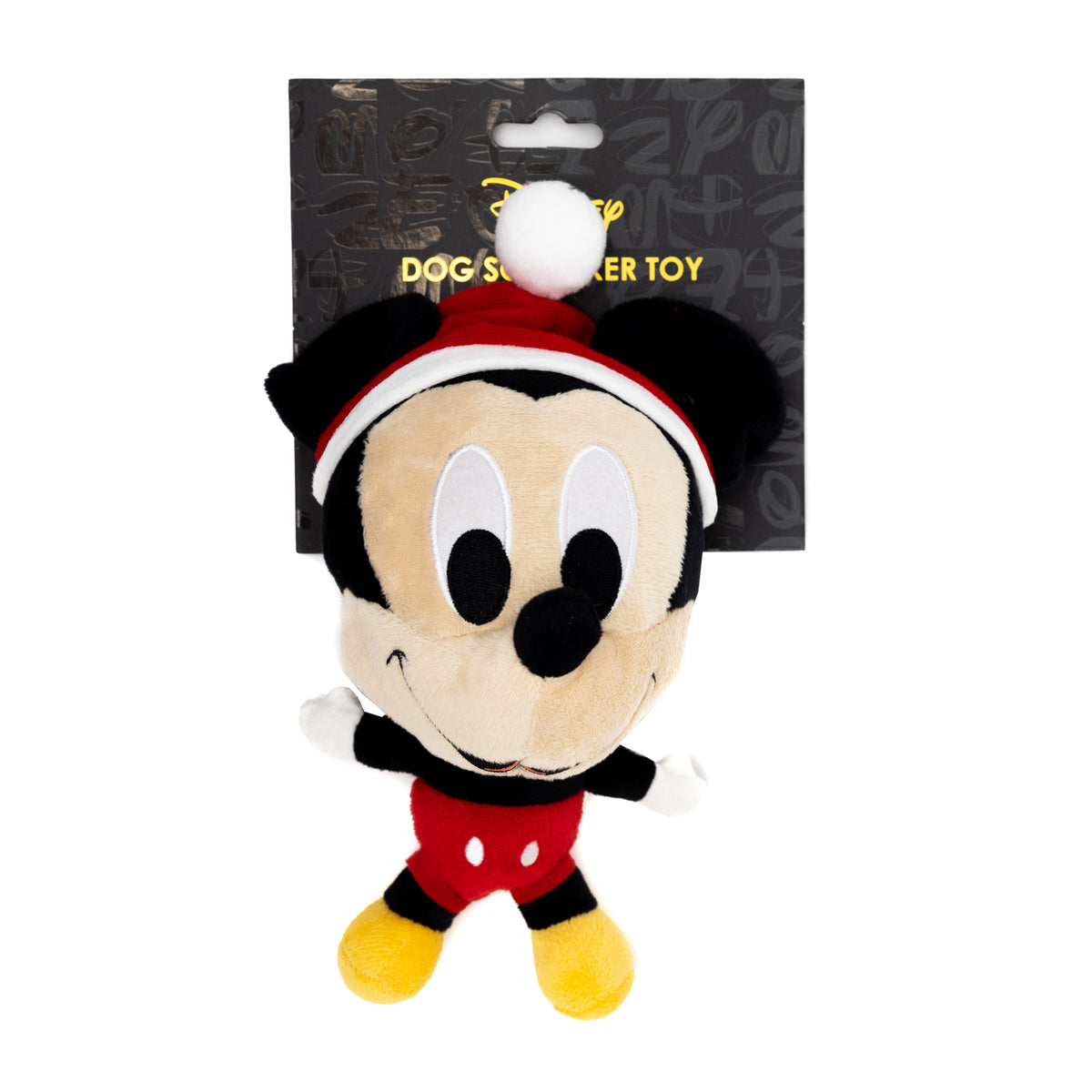 Dog Toy Squeaker Plush - Mickey Mouse Santa Hat Full Body Pose Dog Toy Squeaky Plush Disney