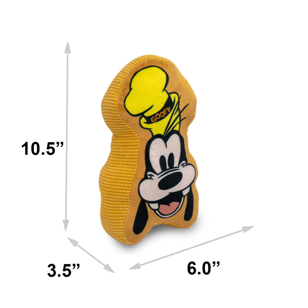 Dog Toy Squeaker Plush - Disney Goofy Smiling Face Golden Yellow Dog Toy Squeaky Plush Disney
