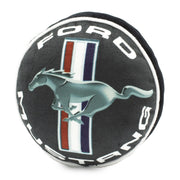 Dog Toy Squeaker Plush - FORD MUSTANG Tri-Bar Logo Script Round Dog Toy Squeaky Plush Ford