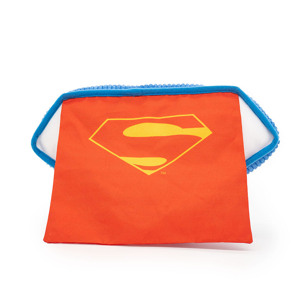 Dog Toy Squeaker Plush - DC League of Super-Pets Superman Dog Krypto the Super Dog Logo with Cape Blue Red Yellow Dog Toy Squeaky Plush DC Comics