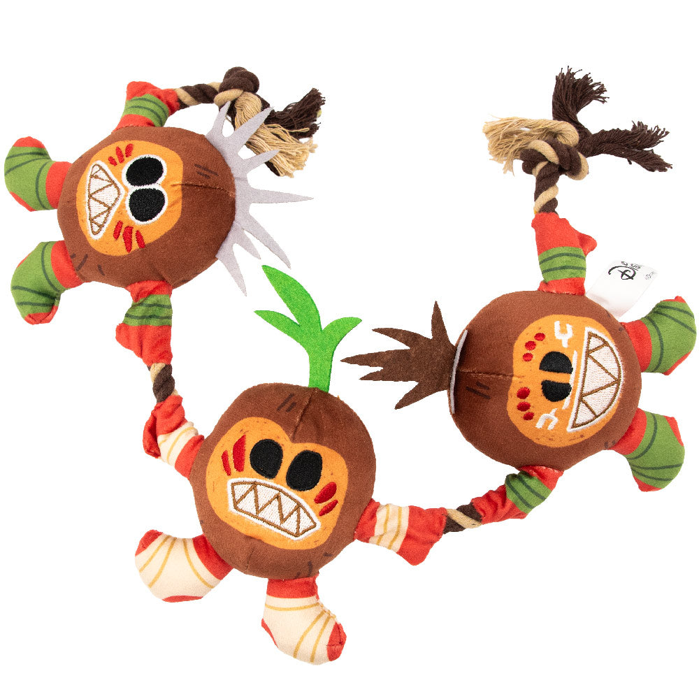 Dog Toy Squeaker Plush Rope Toy - Moana Kakamora Coconut Monster Trio Dog Toy Rope Toy Disney