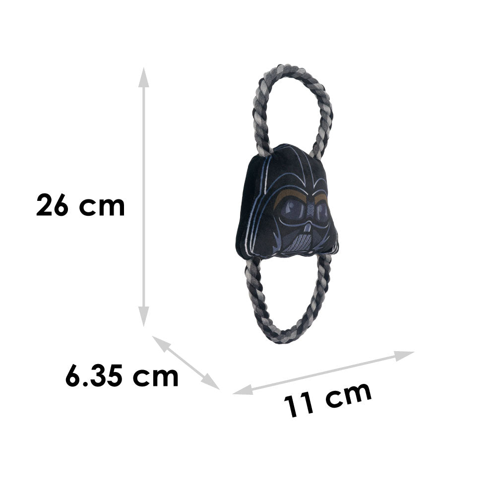 Dog Toy Plush Rope Toy - Star Wars Darth Vader Face Plush + Black Gray Round Ropes Dog Toy Rope Toy Star Wars