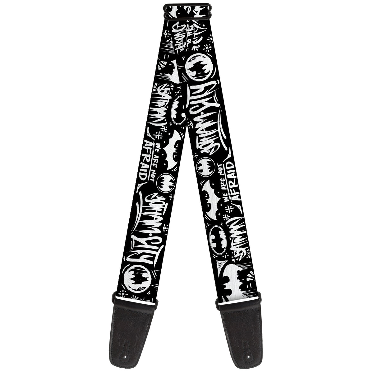 Guitar Strap - Batman Gotham City Graffiti Collage Black/White Guitar Straps DC Comics   