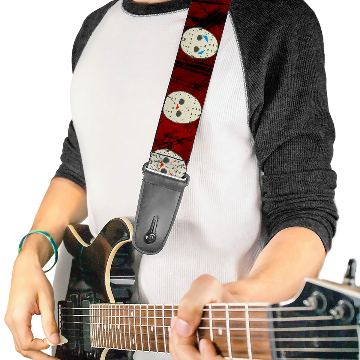 Guitar Strap - Friday the 13th Hockey Mask Icons Reds Guitar Straps Friday the 13th