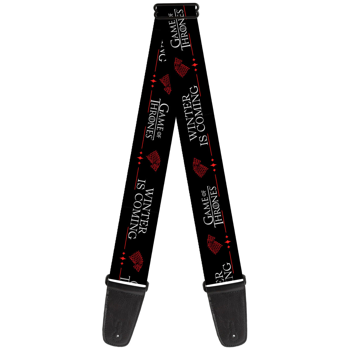 Guitar Strap - GAME OF THRONES WINTER IS COMING Stark Sigil Black/White/Red Guitar Straps Game of Thrones