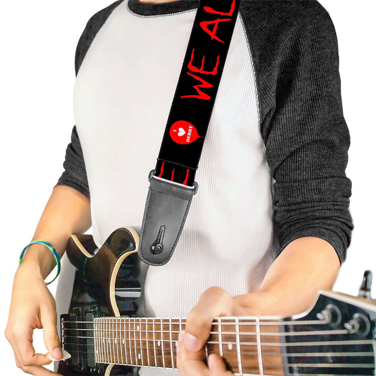 Guitar Strap - It Balloon WE ALL FLOAT DOWN HERE Black/Red Guitar Straps IT