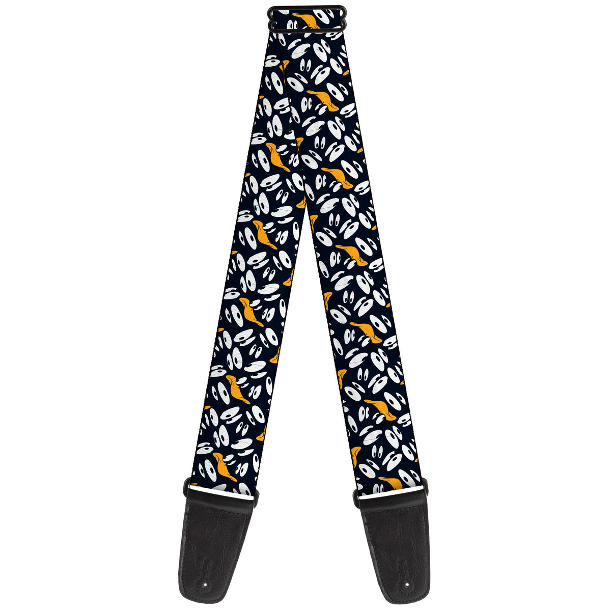 Guitar Strap - Daffy Duck Expression and Eyes Scattered Black/White Guitar Straps Looney Tunes
