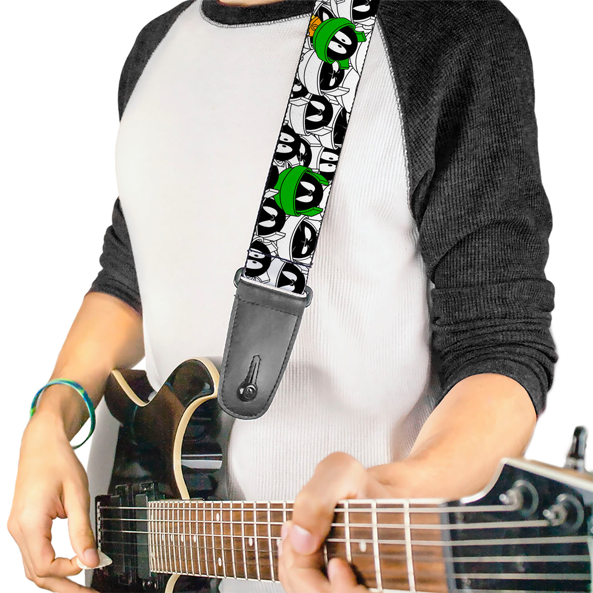 Guitar Strap - Marvin the Martian Faces Stacked White/Black/Full Color Guitar Straps Looney Tunes