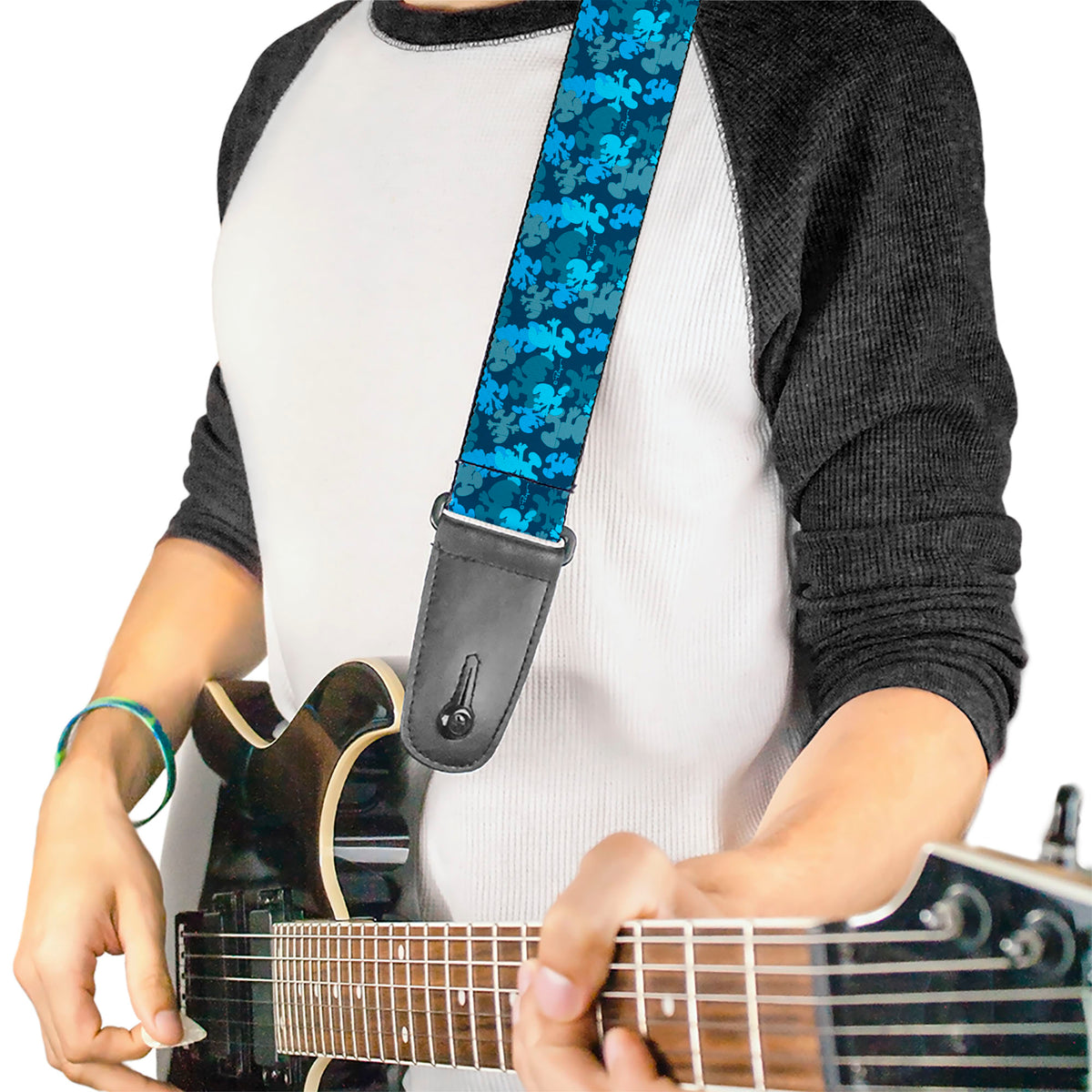 Guitar Strap - The Smurfs Silhouette Poses Stacked Blues Guitar Straps The Smurfs
