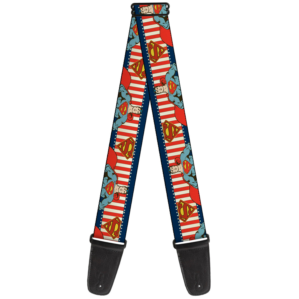 Guitar Strap - Superman Pose/Shield Americana Blue/White/Red/White Guitar Straps DC Comics