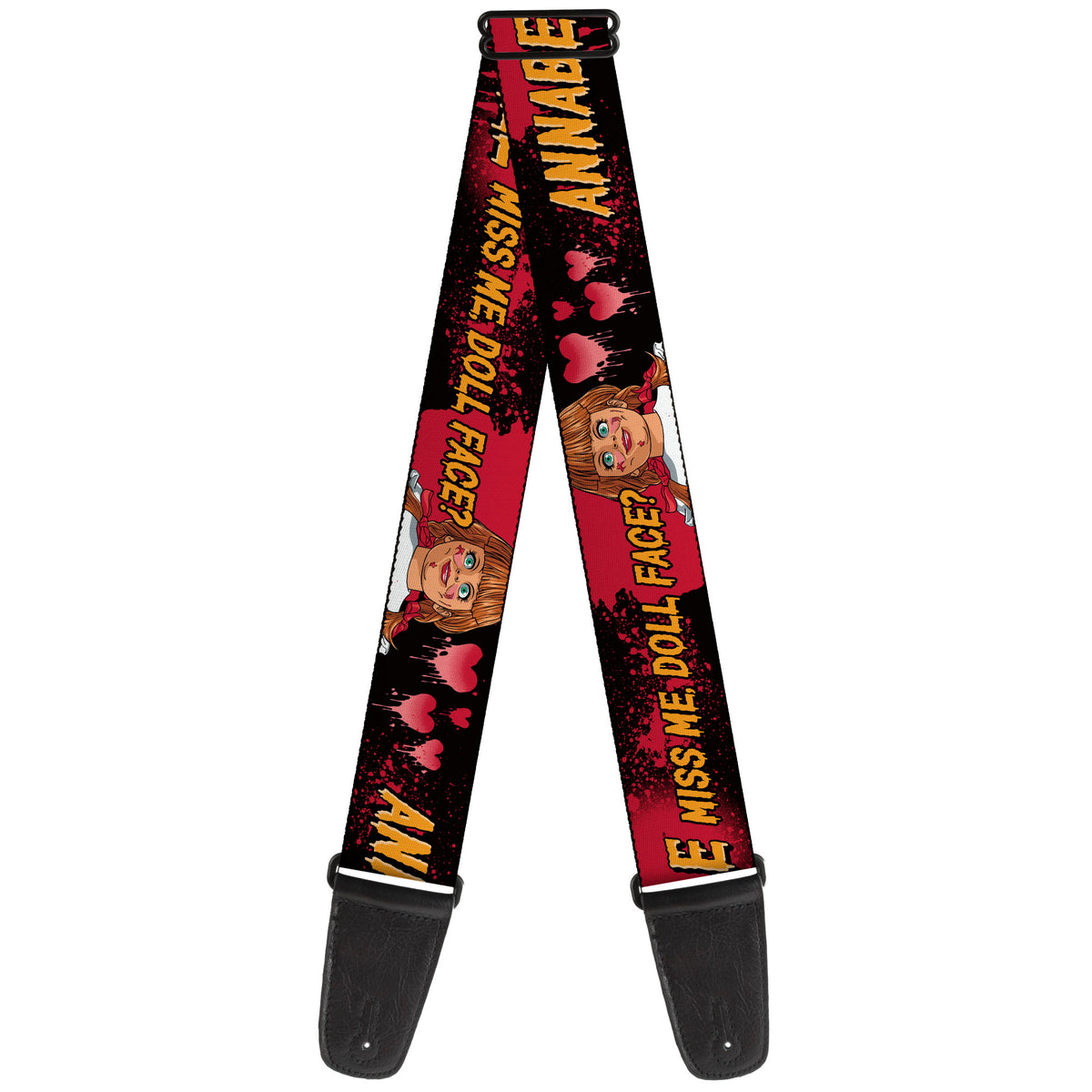 Guitar Strap - ANNABELLE MISS ME DOLL FACE Pose Black/Reds Guitar Straps Annabelle