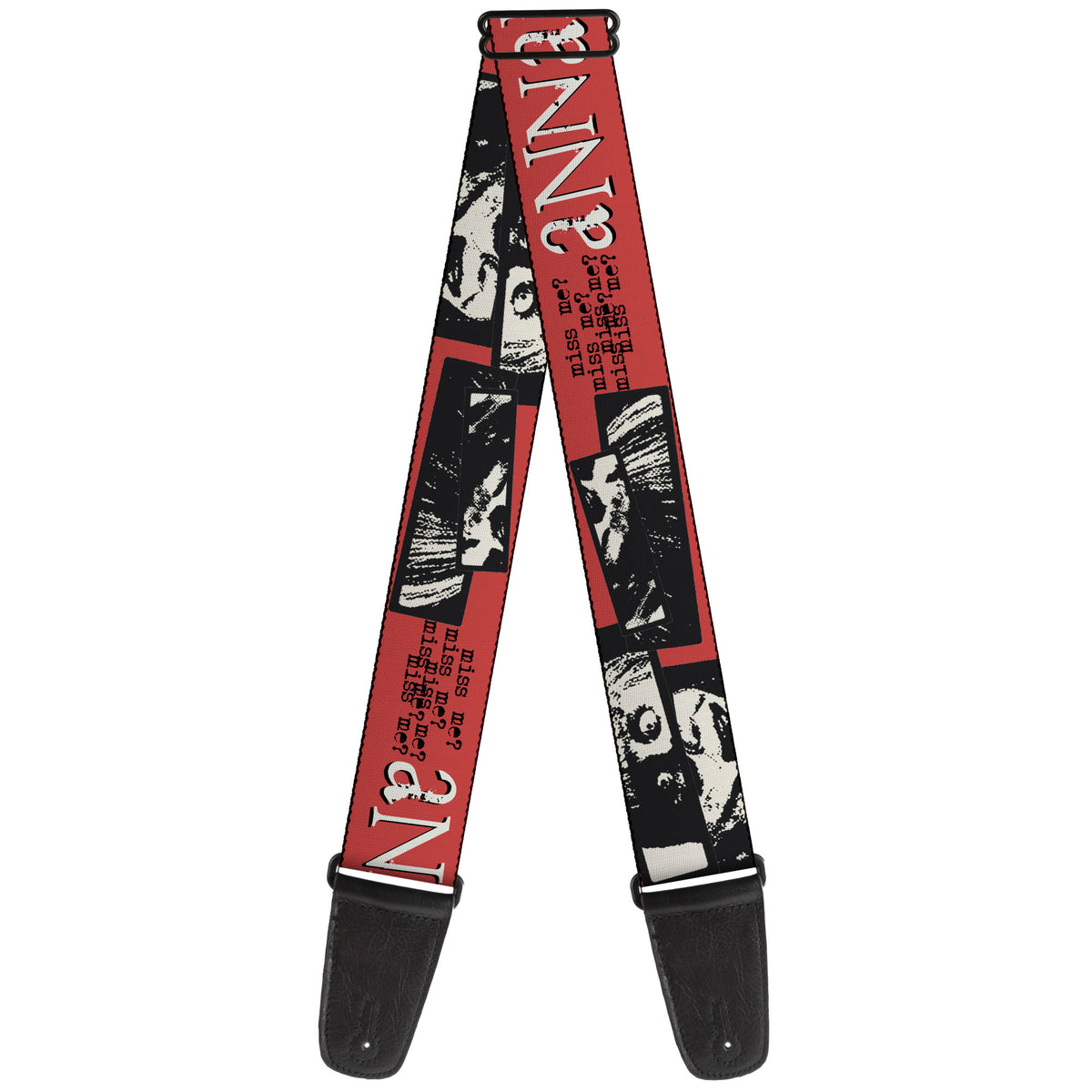 Guitar Strap - ANNABELLE MISS ME Eyes and Text Red/Black/White Guitar Straps Annabelle
