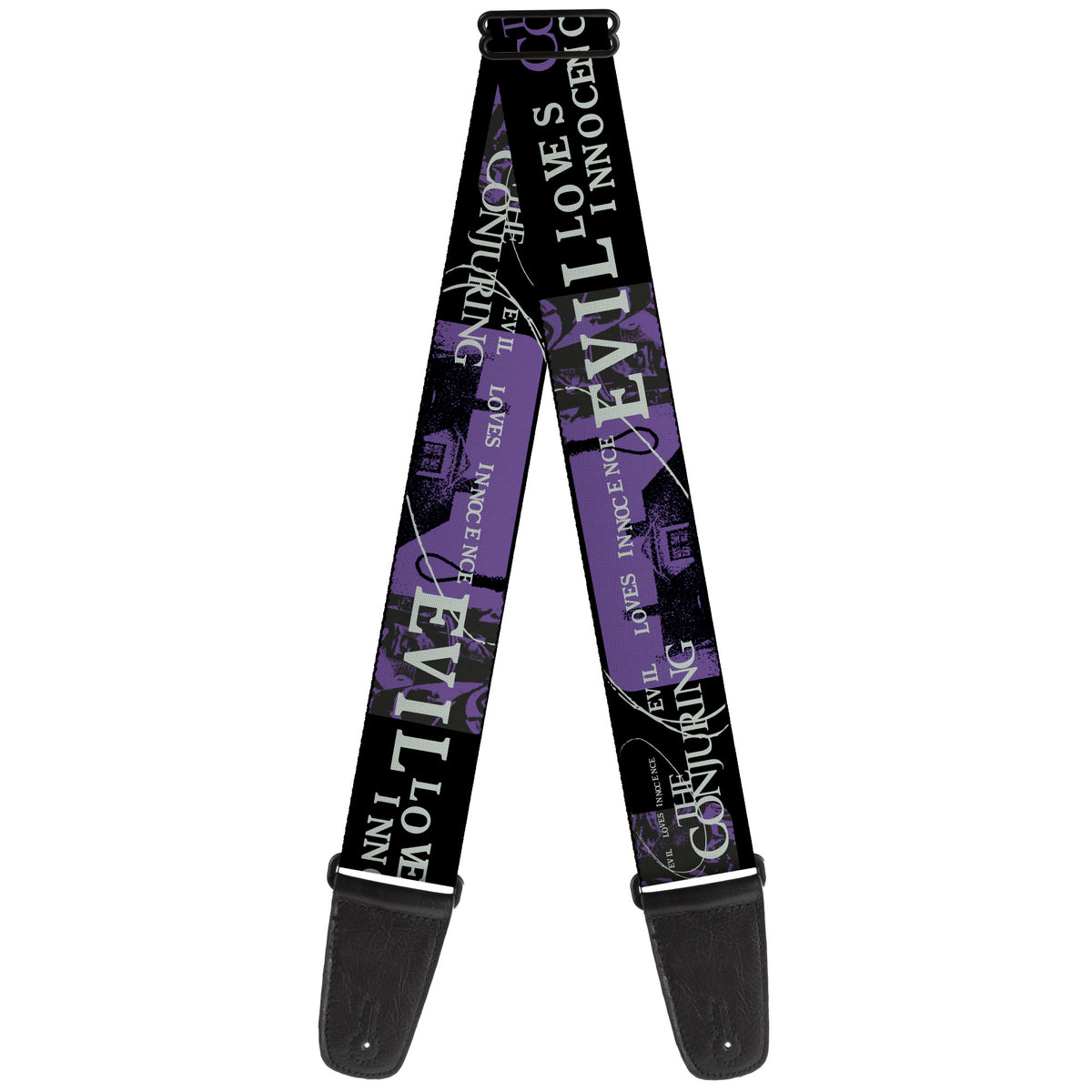 Guitar Strap - THE CONJURING EVIL LOVES INNOCENCE Purple/Black Guitar Straps The Conjuring