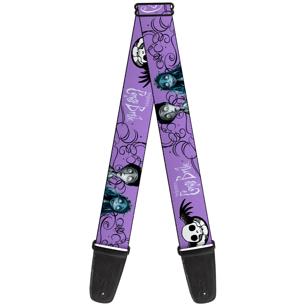 Guitar Strap - CORPSE BRIDE Victor and Emily LIVING MARRY THE DEAD Pose Lavender/Black Guitar Straps Corpse Bride