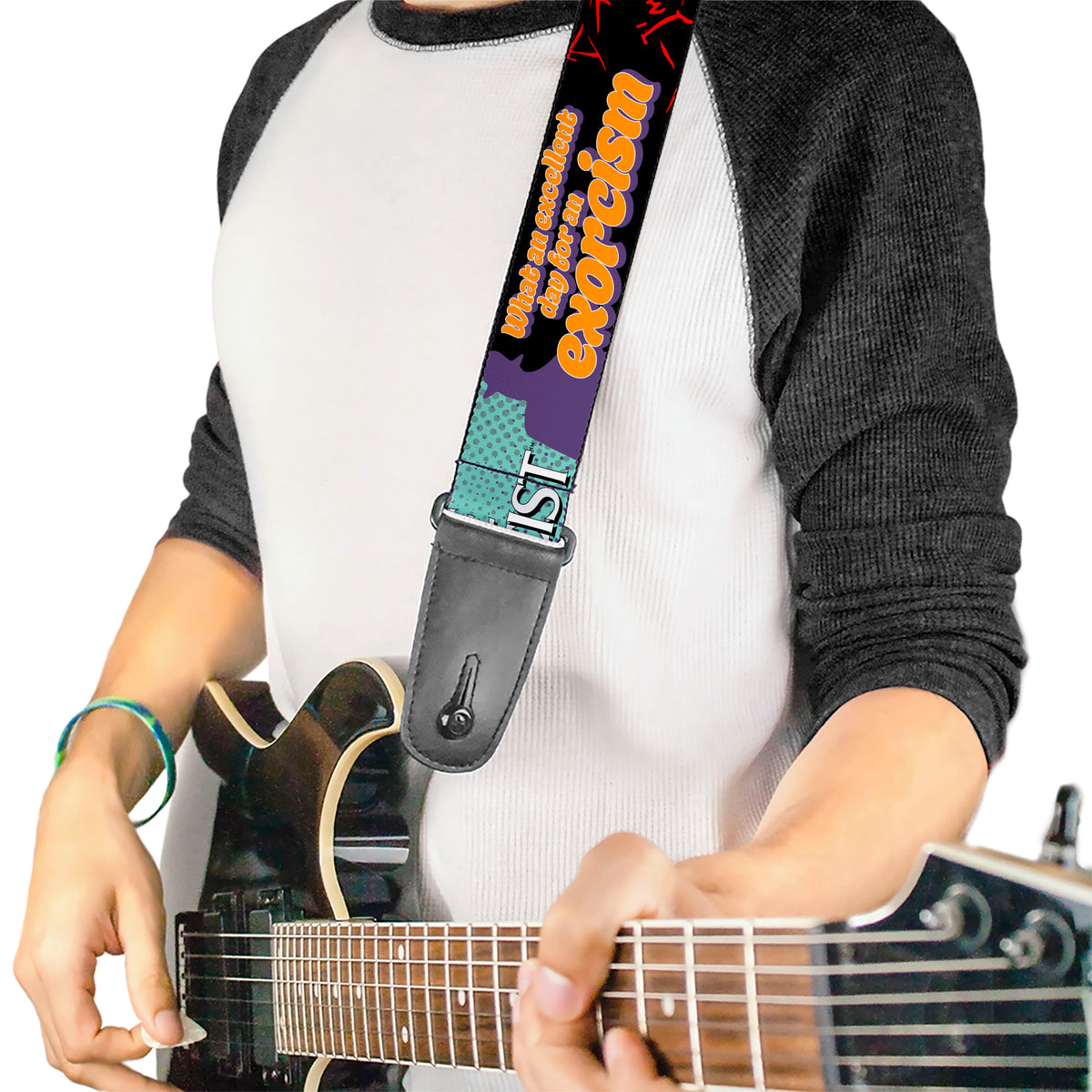 Guitar Strap - THE EXORCIST Regan Pop Art EXCELLENT DAY FOR AN EXORCISM Pose Guitar Straps The Exorcist