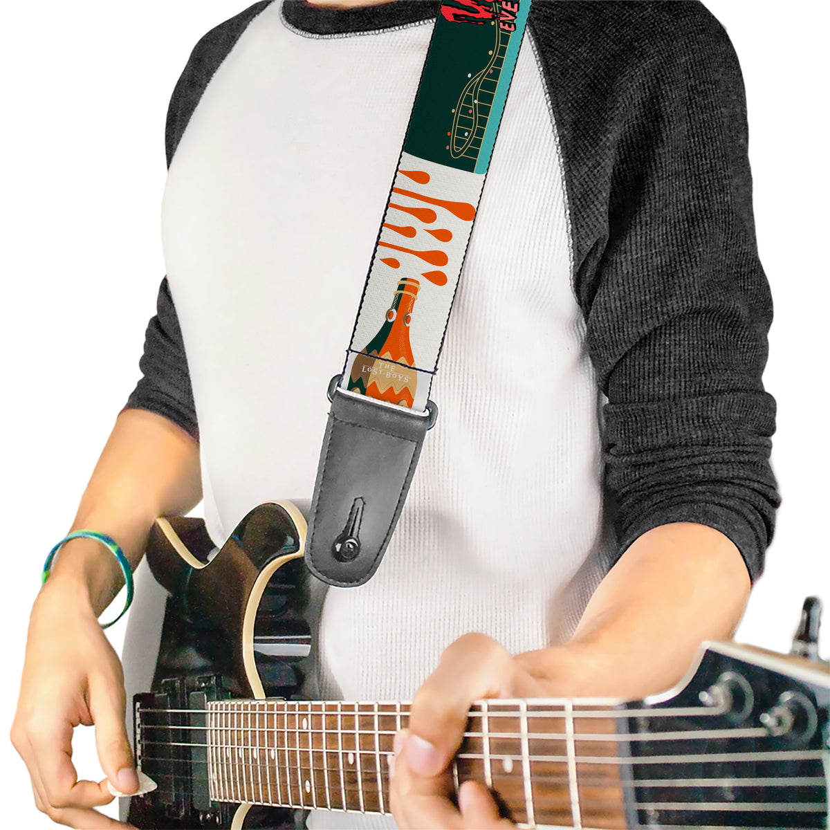 Guitar Strap - THE LOST BOYS Edgar and Alan Pop Art Icons Collage White Guitar Straps The Lost Boys
