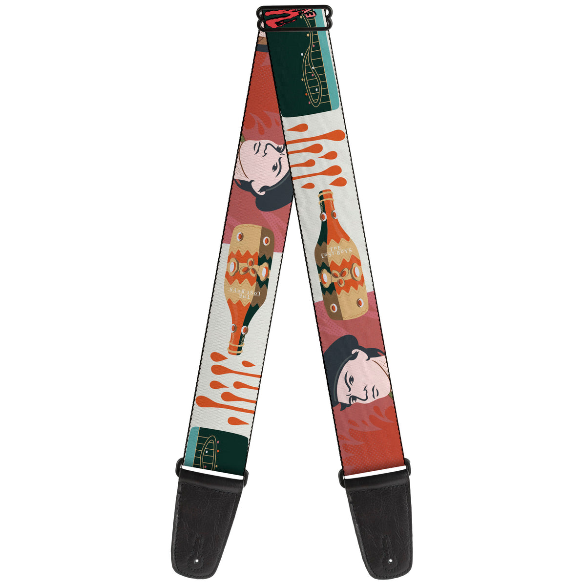 Guitar Strap - THE LOST BOYS Edgar and Alan Pop Art Icons Collage White Guitar Straps The Lost Boys