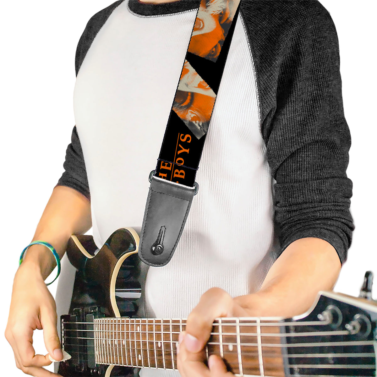 Guitar Strap - THE LOST BOYS David Pose Stacked and Title Logo Black/Red Guitar Straps The Lost Boys