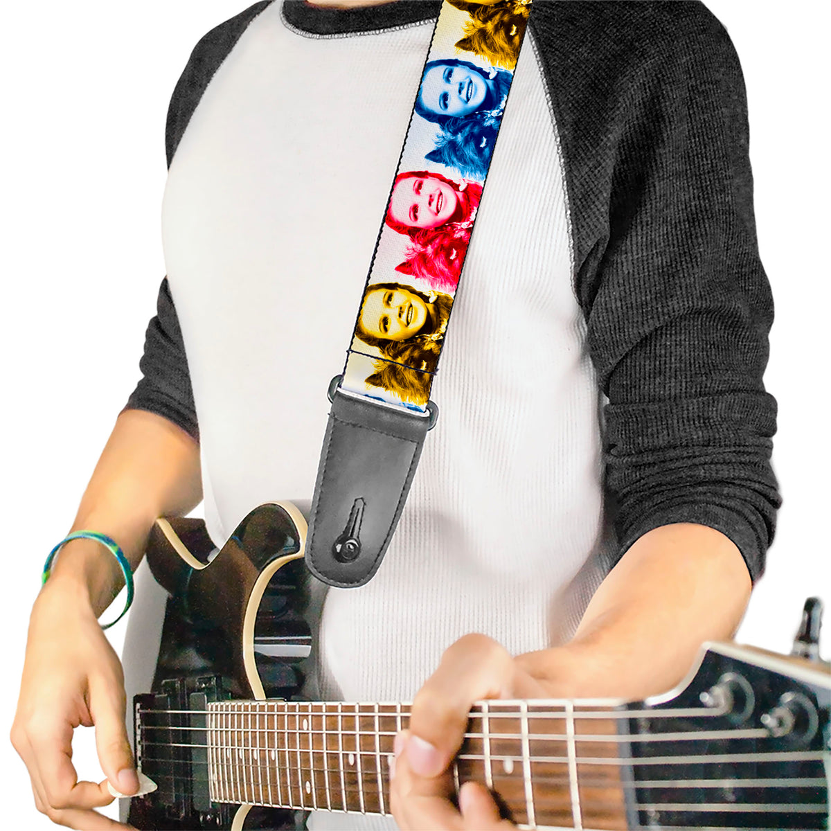 Guitar Strap - The Wizard of Oz Dorothy and Toto Pose Blocks Blues/Yellows/Reds Guitar Straps The Wizard of Oz