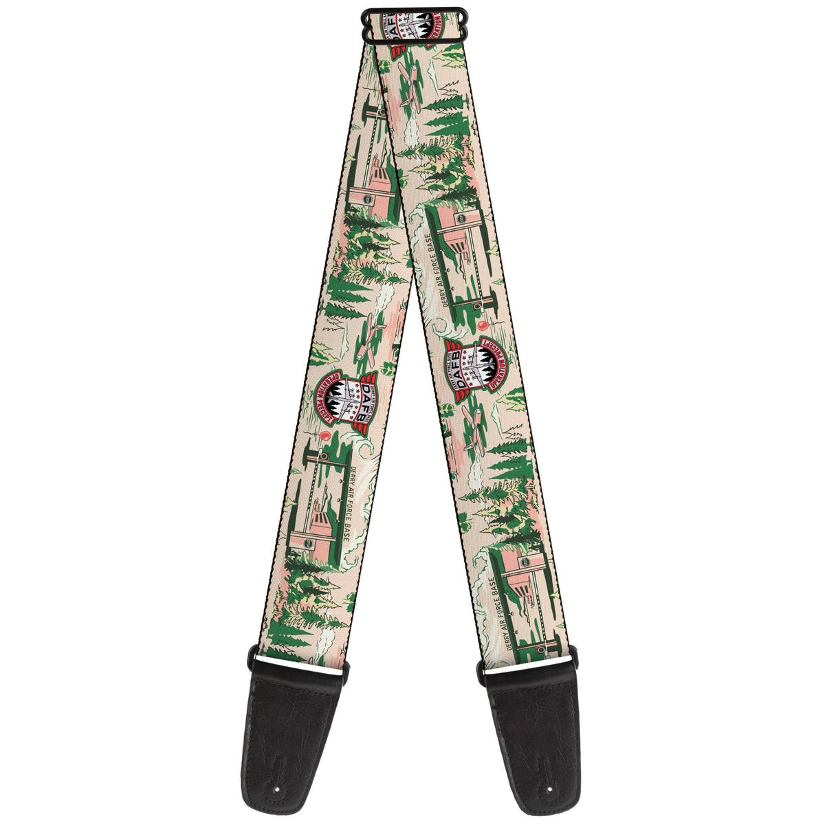 Guitar Strap - IT Welcome to Derry Air Force Base and Forest Scenery Beige/Greens Guitar Straps IT