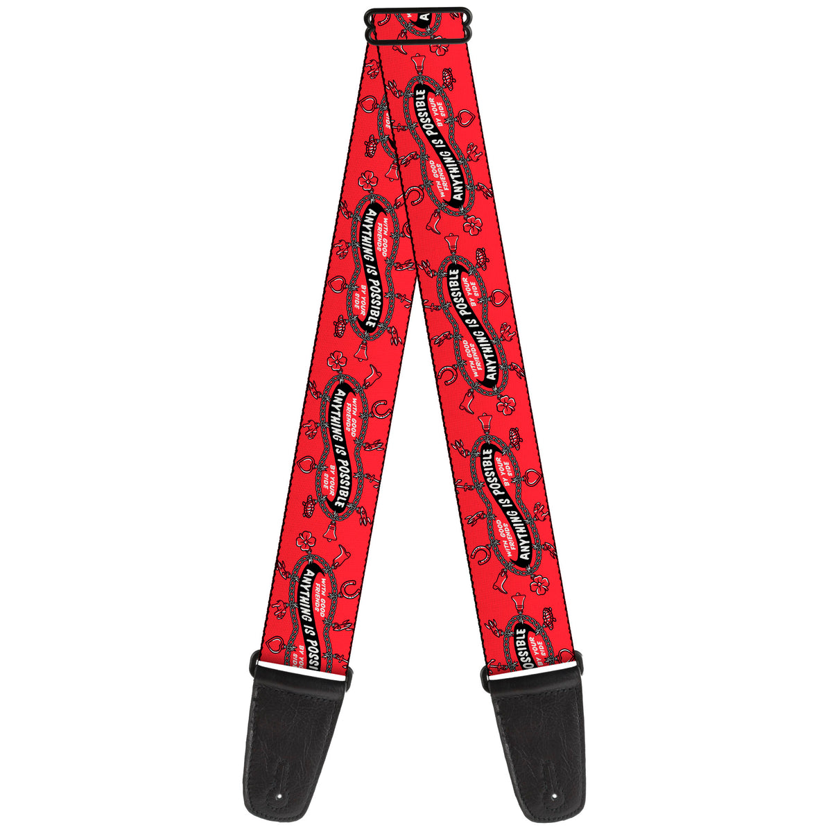 Guitar Strap - IT Welcome to Derry ANYTHING IS POSSIBLE Charm Bracelet Red/Black/White Guitar Straps IT