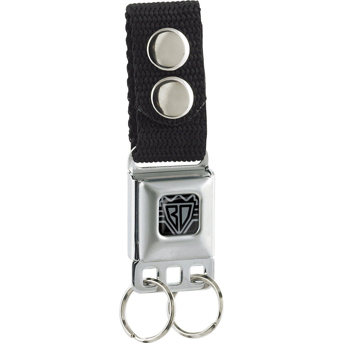 Keychain - BD Wings Logo CLOSE-UP Black/Silver - Black Webbing Keychains Buckle-Down
