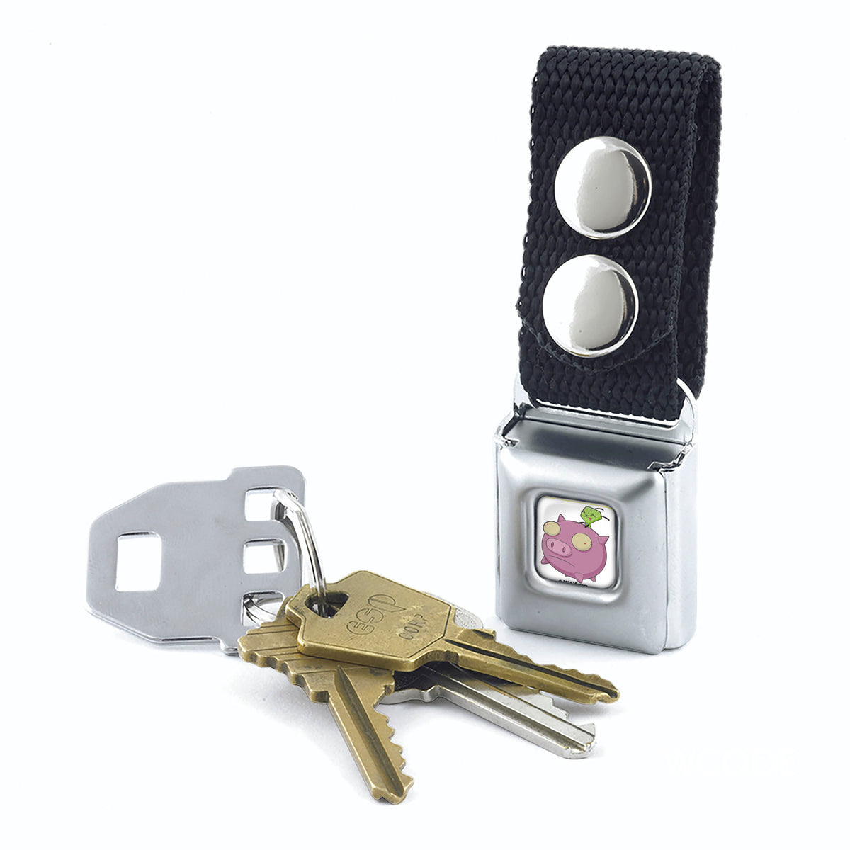Keychain - Invader Zim GIR and Piggy Flying Pose Full Color White Keychains Invader Zim