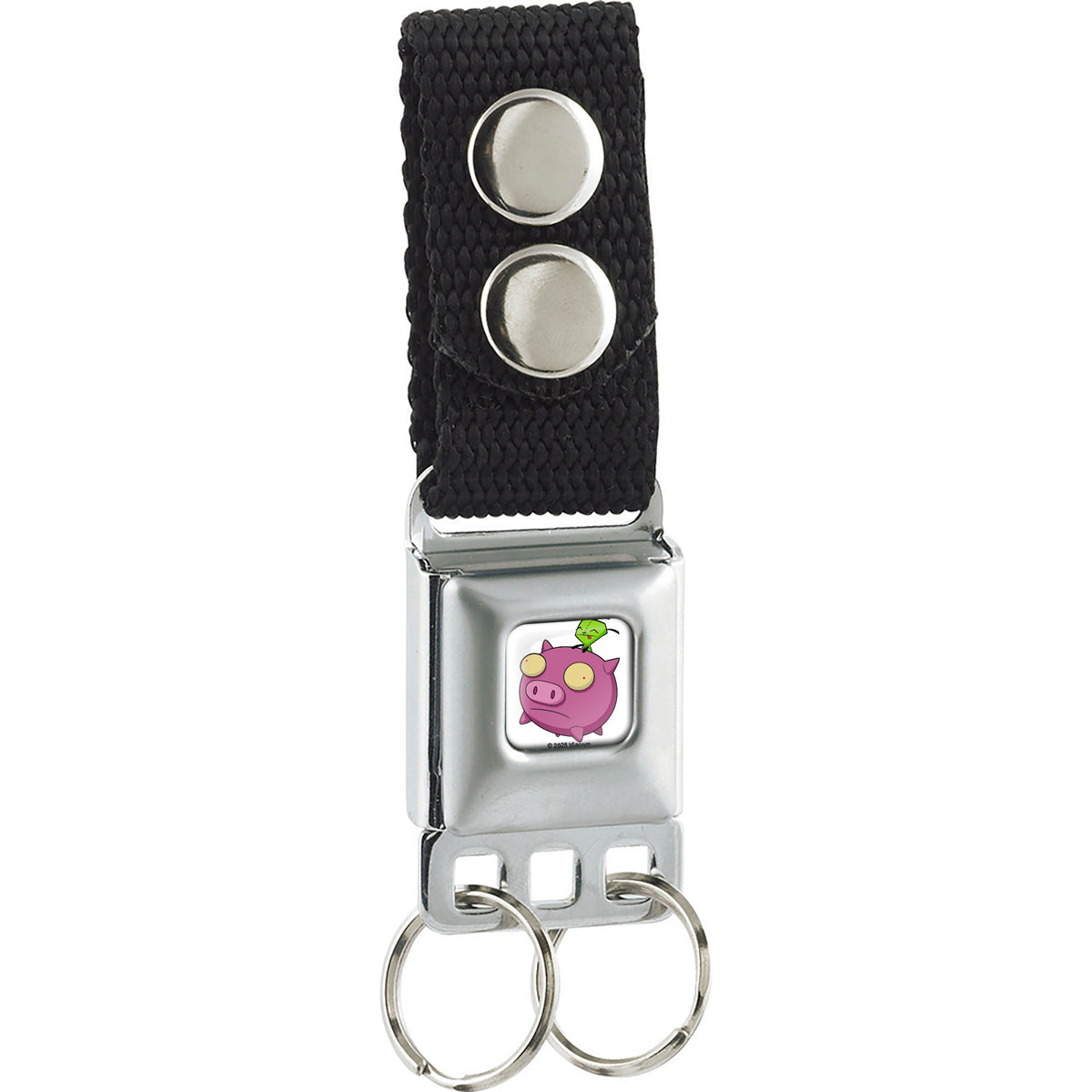 Keychain - Invader Zim GIR and Piggy Flying Pose Full Color White Keychains Invader Zim