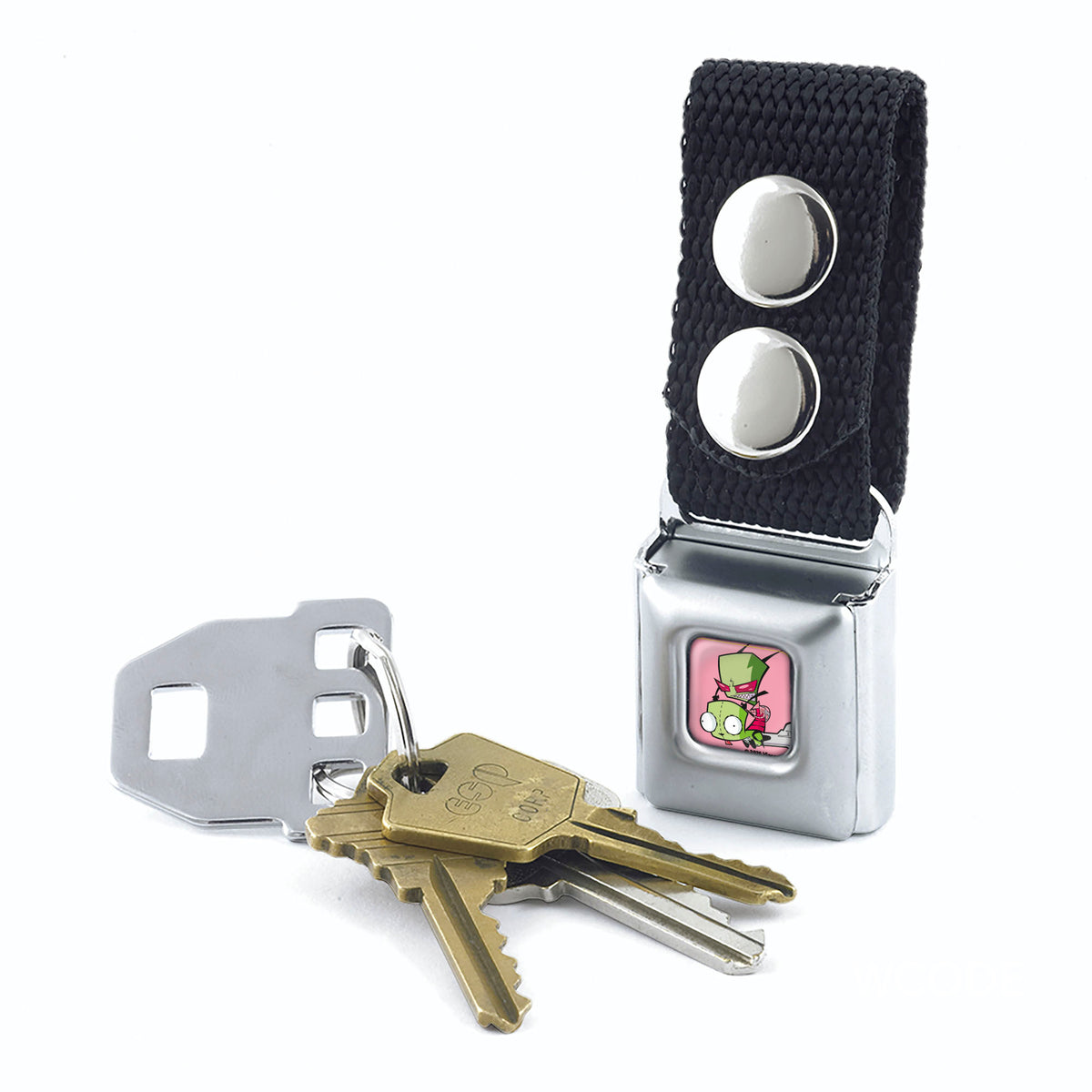 Keychain - Invader Zim and GIR Dog Costume Pose Full Color Pink Keychains Invader Zim