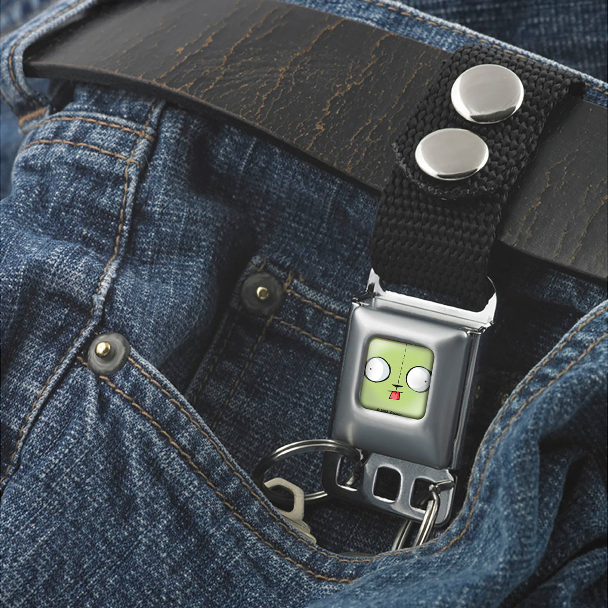 Keychain - Invader GIR Face Close-Up Full Color Green Keychains Invader Zim