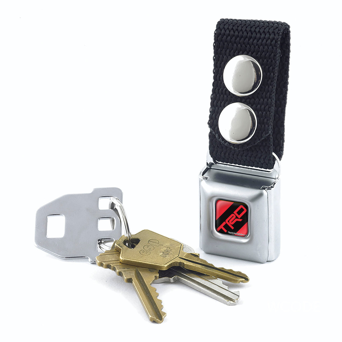 Keychain - Toyota Racing Development TRD Stripe Logo Full Color Red/Black - Black Webbing Keychains Toyota