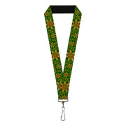 Lanyard - 1.0" - Holiday Holly Green Gold Red Lanyards Buckle-Down